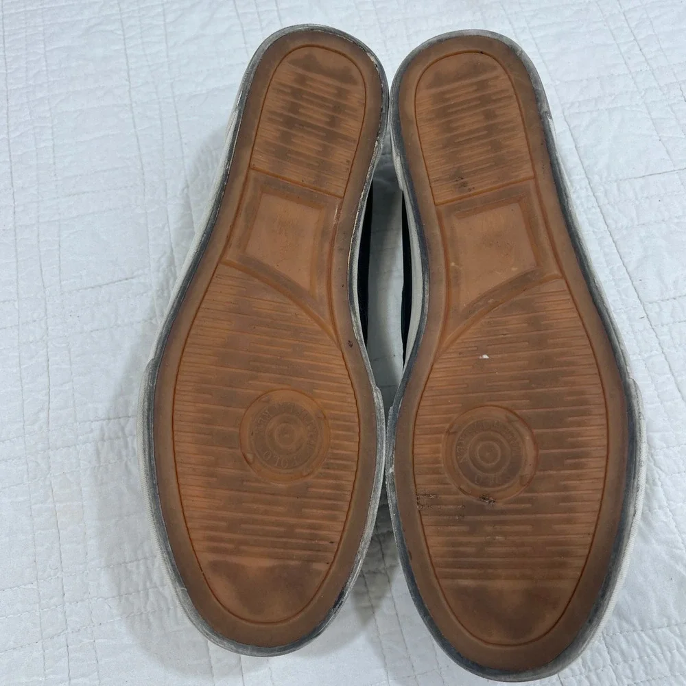 Polo Ralph Lauren Sander Mens Black Leather Boat Shoes Loafers Size 10D 00000859